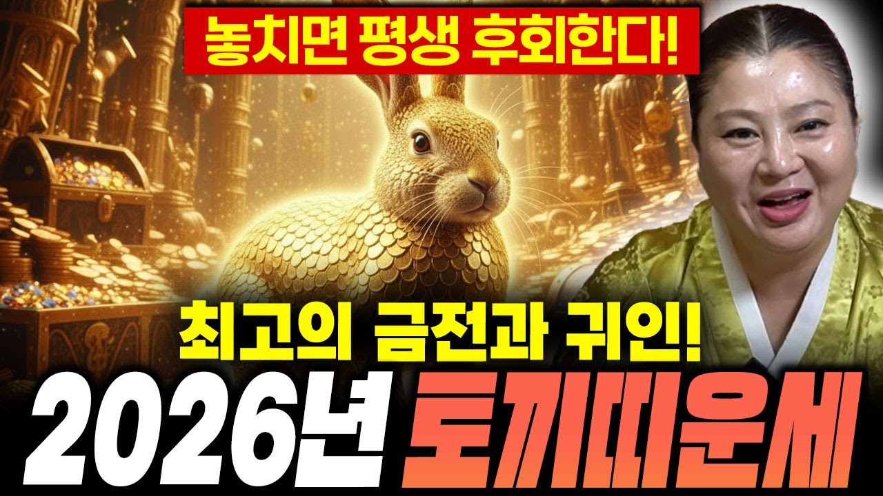 2026년 병오년 대박나는 토끼띠 운세! / 귀인이 도와줘 금전운과 문서운이 한가득 들어온다?!  / 99년생, 87년생, 75년생, 63년생 토끼띠 축하드립니다! / 신년운세