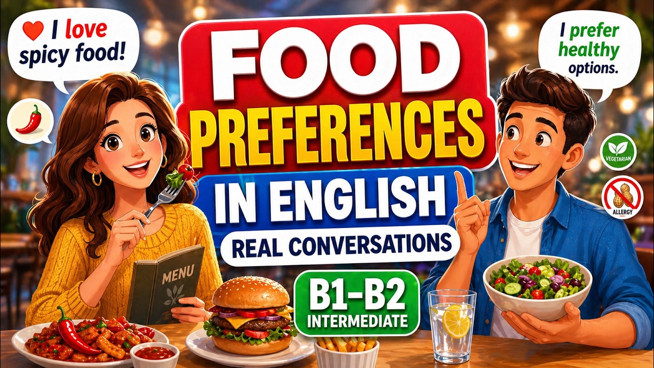 🥗 Talking About Food Preferences in English | Intermediate English Conversation Practice