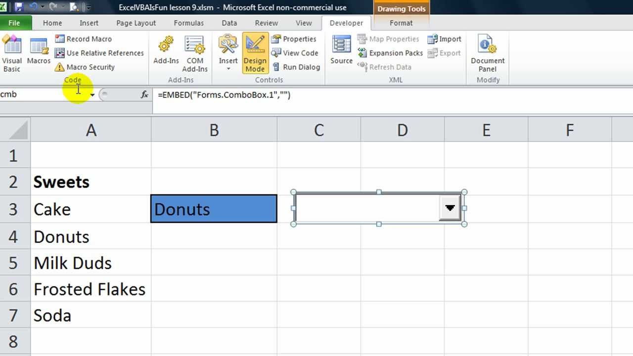 Excel VBA ActiveX Series #4 Combobox - Drop down you can resize and move. Fill with Custom criteria