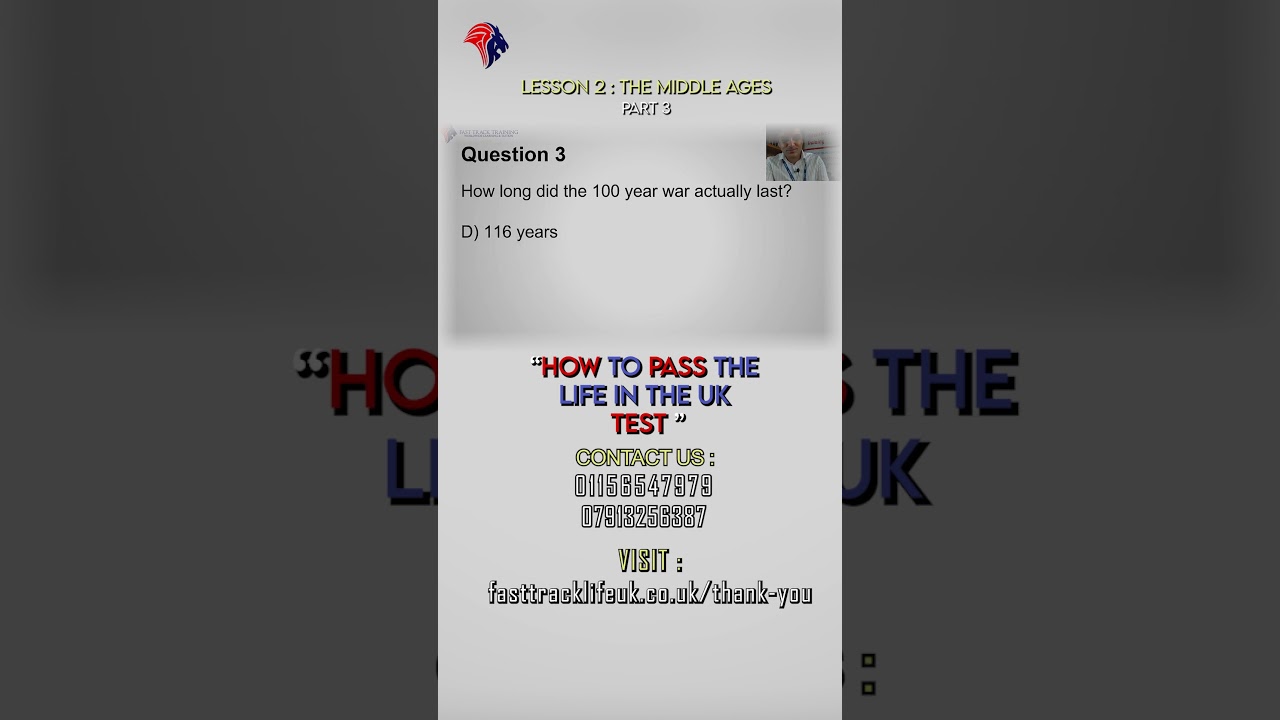 How to Pass the Life In The UK Test Questions about 100 Year War, Battle of Agincourt, and Feudalism