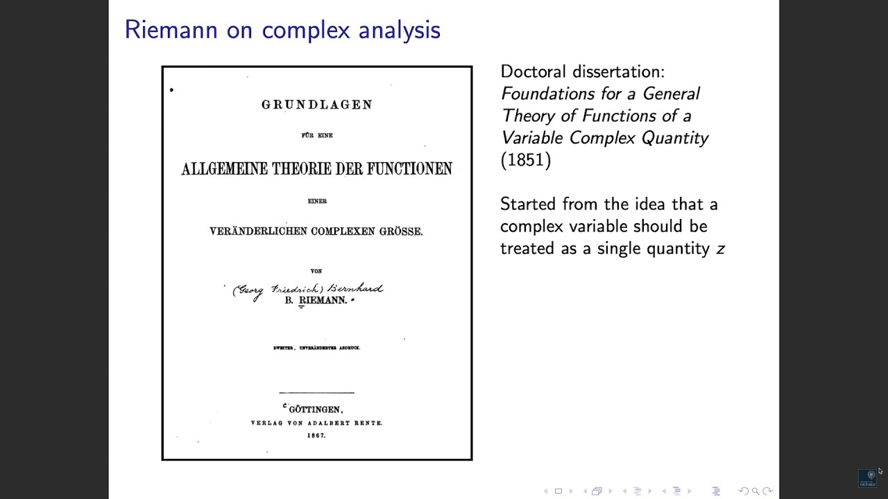 History of Mathematics - Complex Analysis Part 2: functions of a complex variable. 3rd Yr Lecture