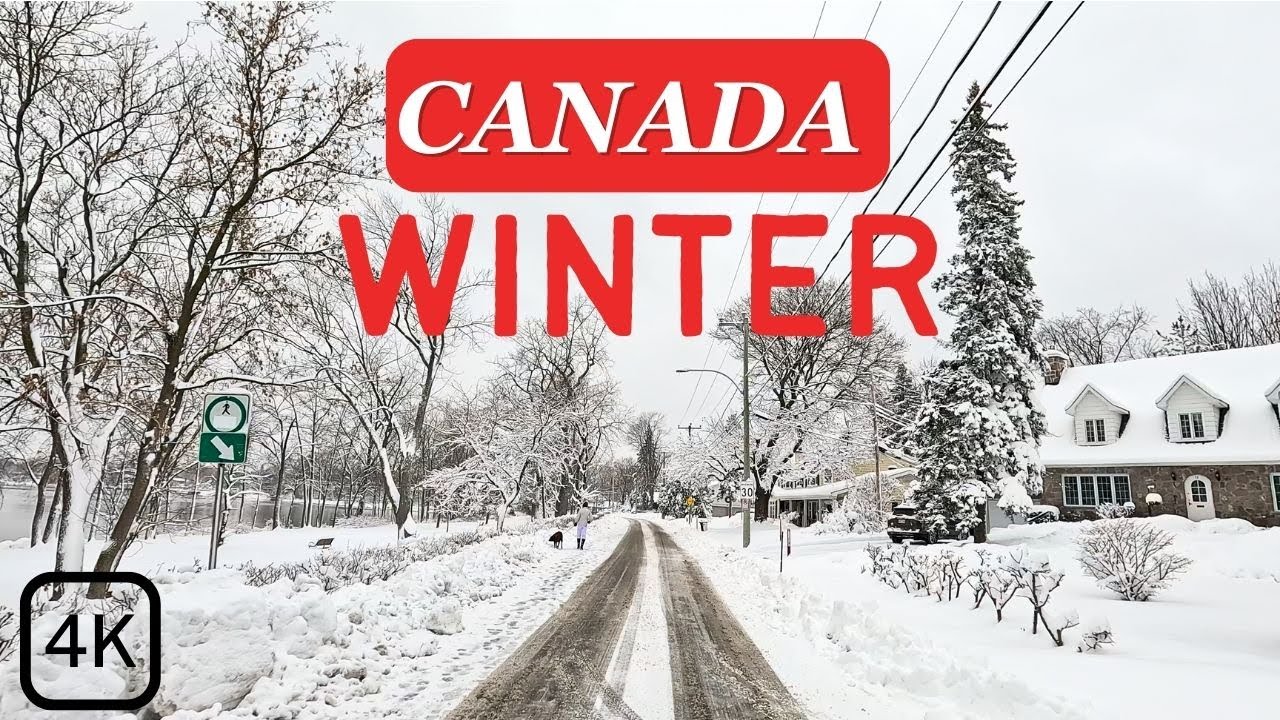 4K Relaxing Snowy Drive In Canada 🇨🇦 | Driving Tour on Montreal West Coast