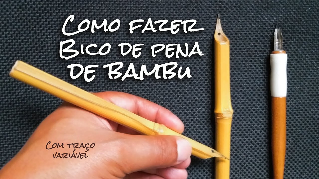 Como fazer BICO DE PENA de bambu (traço variável) | Desenho Online