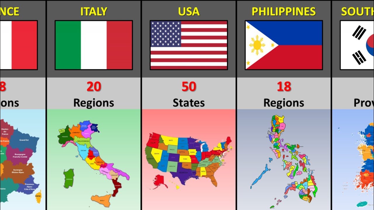 Administrative Division by Country Comparison With Map