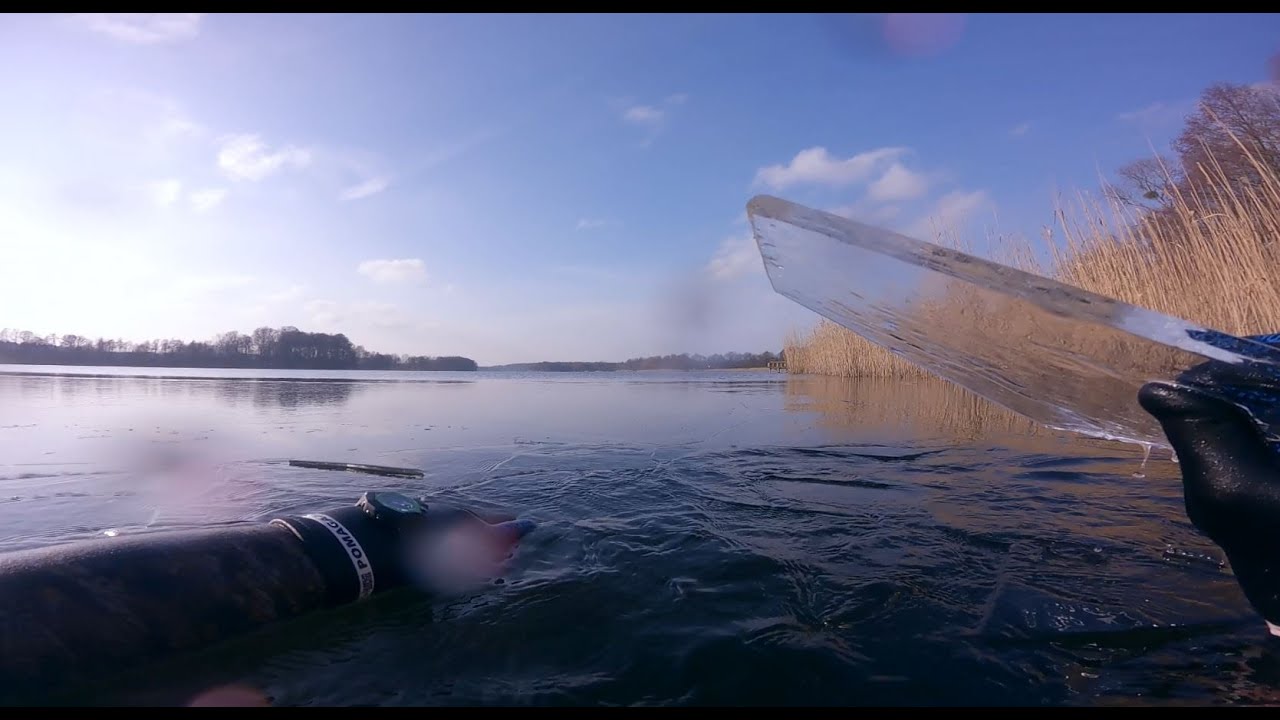 08.02.25 Zamarznięte jezioro Branica Duża  zimowy Freediving 7m+ w dalszej części jeziora SEAC W-22