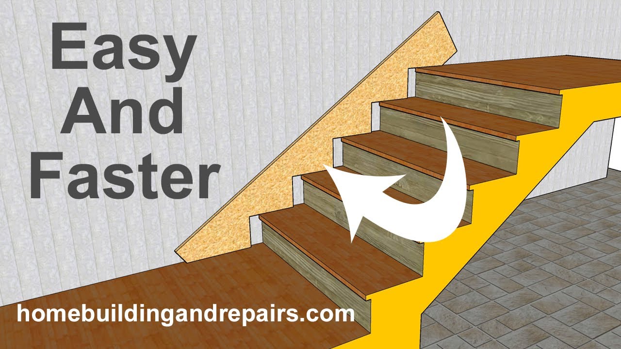 How To Install Skirt Board on Existing Stairway With Step Nosing - Two Carpentry Methods