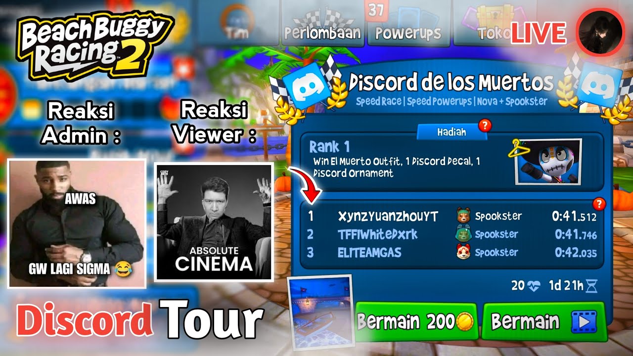 Pertama Kali Menduduki Peringkat 1 di Tour Discord Loh Ya ✋😹🤚 🏆 - Beach Buggy Racing 2