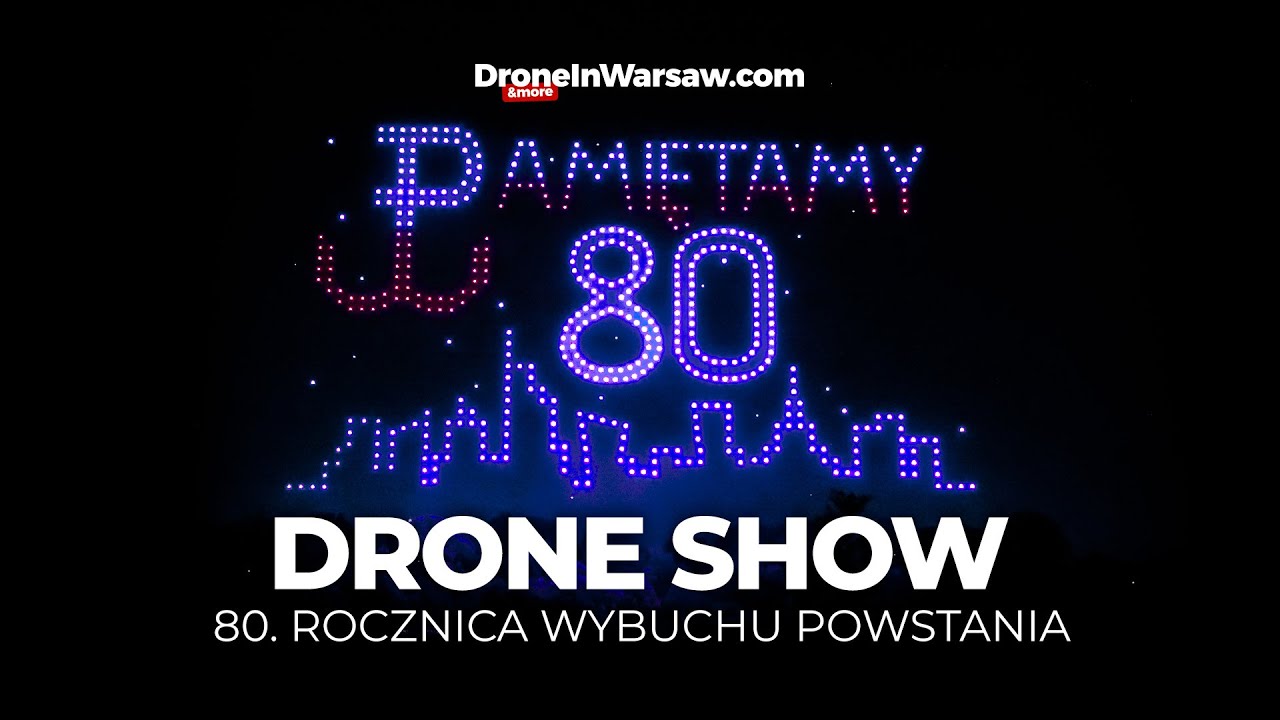 Fenomenalny pokaz dronów z okazji 80. rocznicy wybuchu Powstania Warszawskiego (4K)