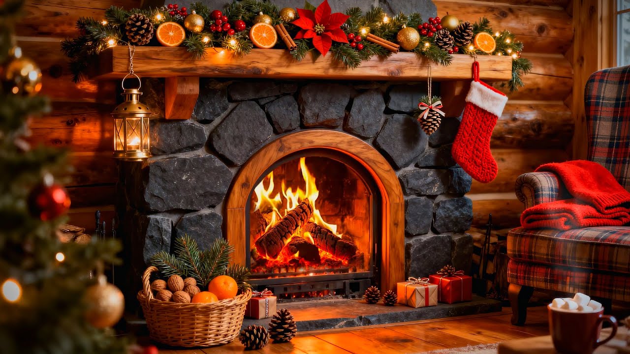 🎅 Christmas Fireplace Ambience 🔥 Gentle Crackle Fire & Winter Holiday Spirit 4K [No Music]