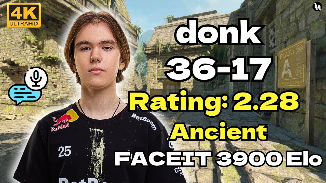 🔥donk (36-17) w/suns1de Rating: 2.28 (Ancient) | FACEIT EU | CS2 POV/demos