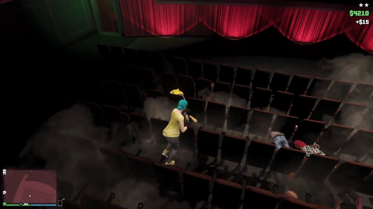 GTA Online. How to walk and shoot in movie theatre