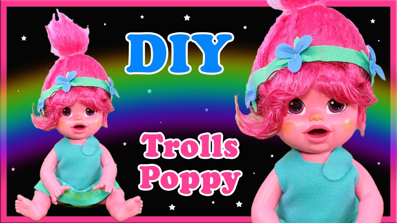 How To Make A Custom Poppy From Trolls Baby Alive Doll - And DIY Custom Art Doll LOL Repaint
