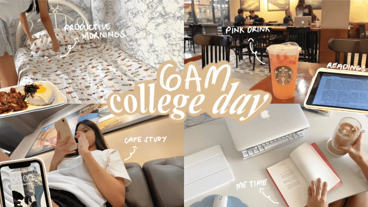 6am college day in my life 🌤 studying at starbucks, making coffee, balancing yt + uni life