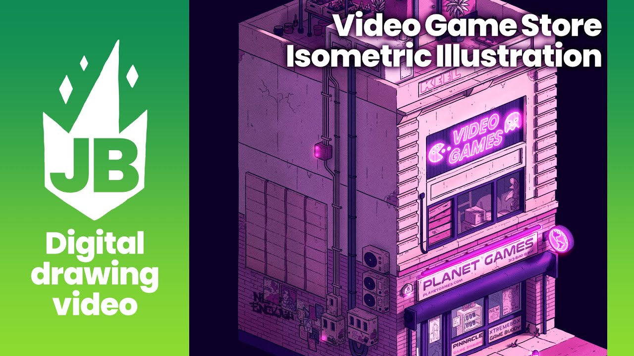 Video Game Store Isometric Illustration Timelapse