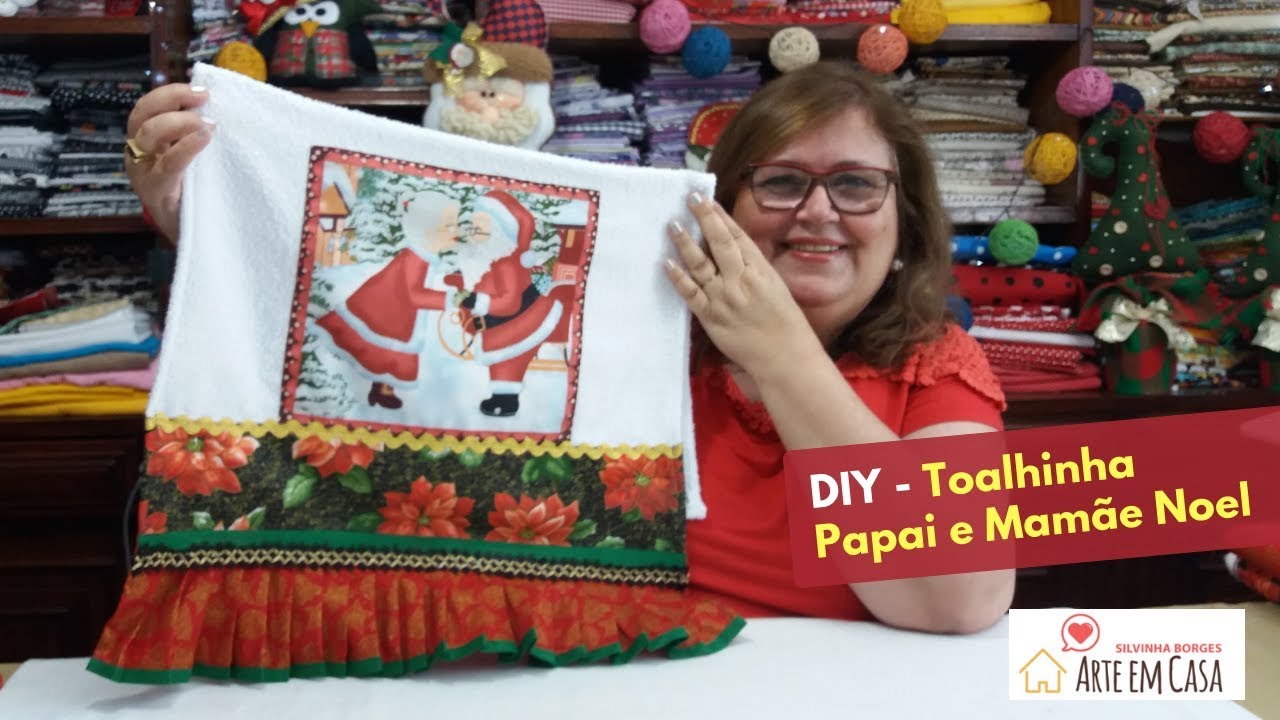 Como Fazer Toalhinha de Papai e Mamãe Noel !!