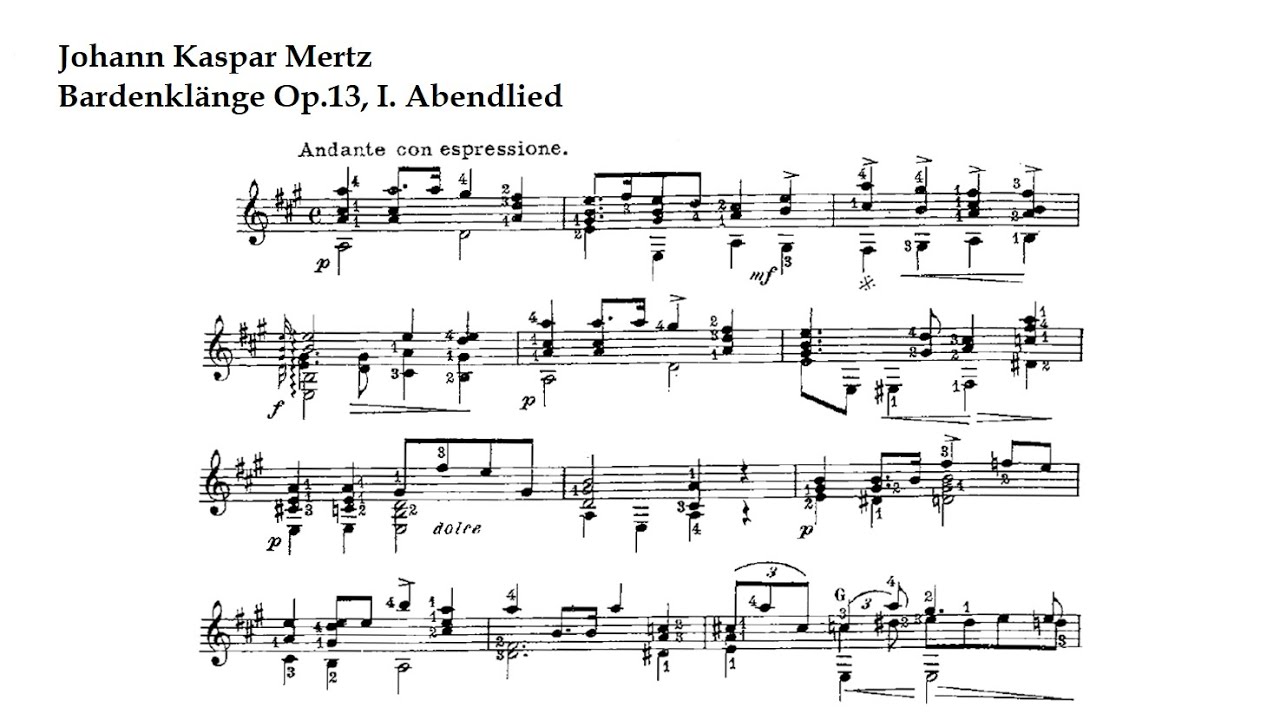 J. Kaspar Mertz. Bardenklänge Op.13, I. Abendlied