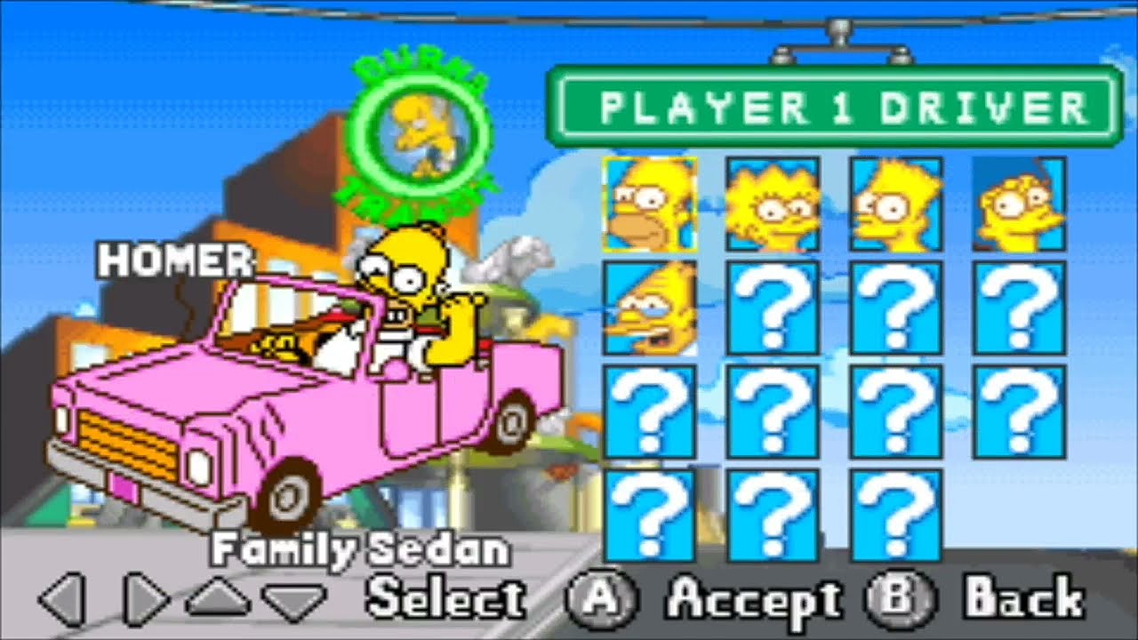 The Simpson's Road Rage - GBA - Cheat Codes #cheatcodes #emulator #gba