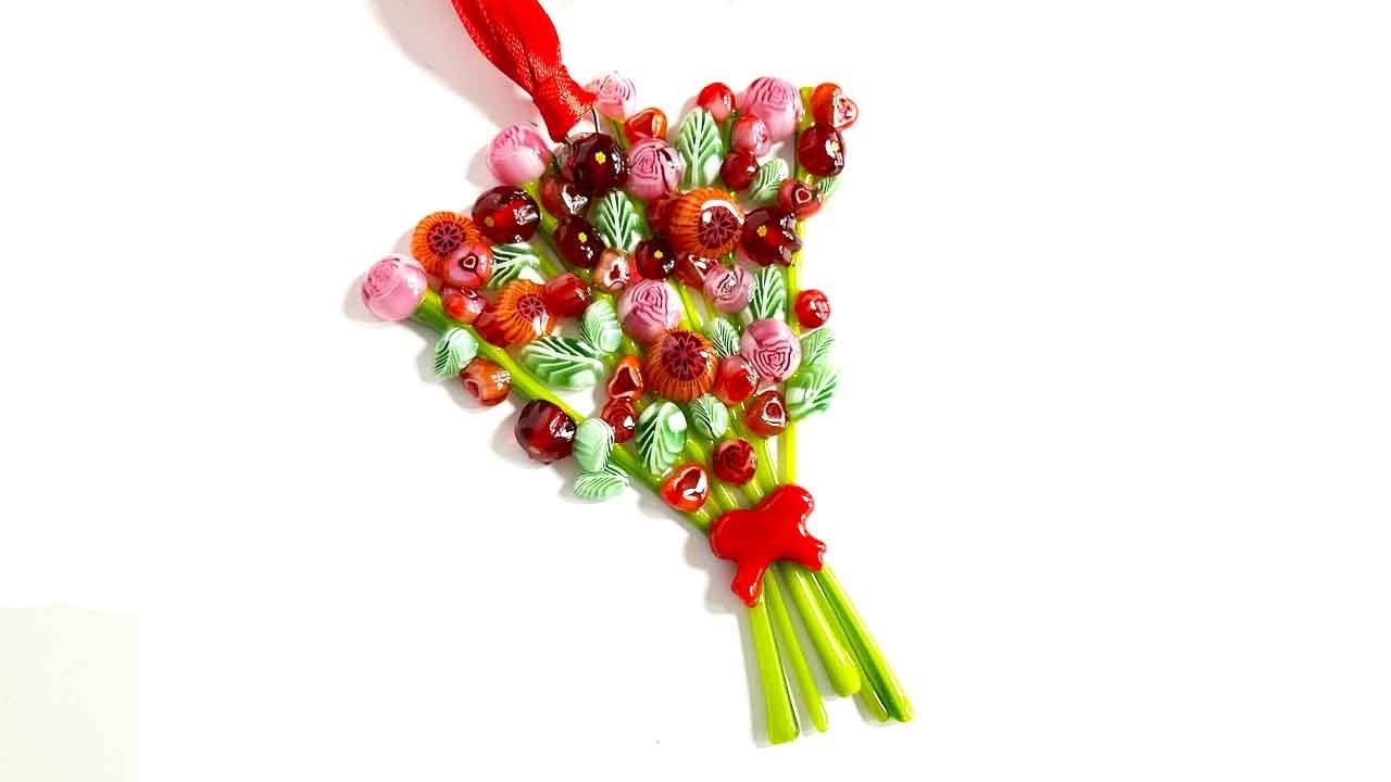 Fused Glass Eternal Bouquet of Flowers