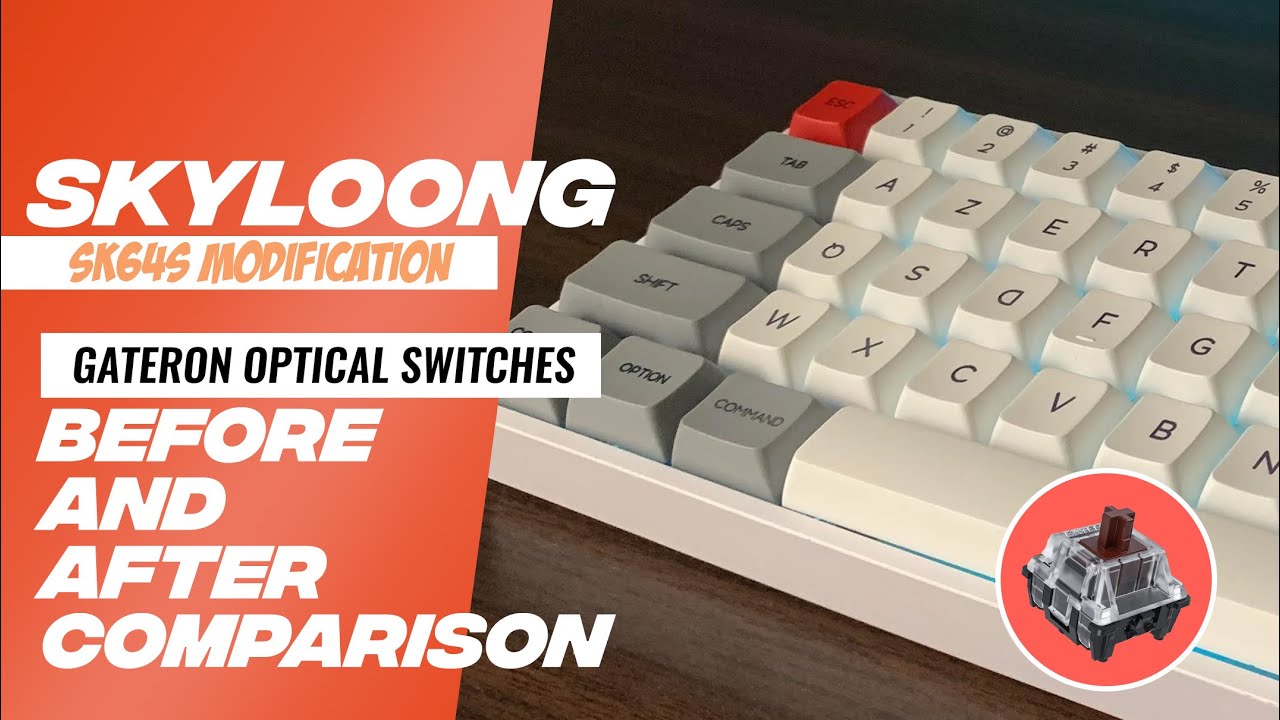 SK64S Mods | Before & After Typing Sounds Comparison (Gateron Optical Brown Switches)