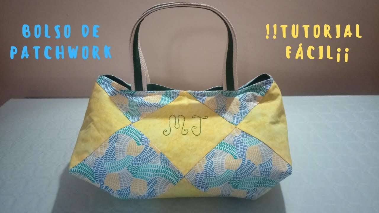 🔥BOLSO de #patchwork con 22 Cuadrados+HOY EMPIEZO A COSER #costura #tutorial #patchwork #bolsos