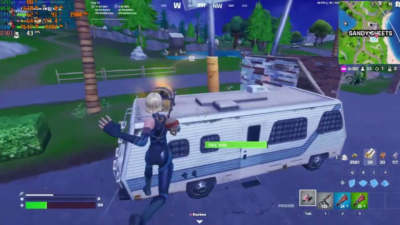 fortnite in i3 7100 intel hd630 8gram whit obs studio reload