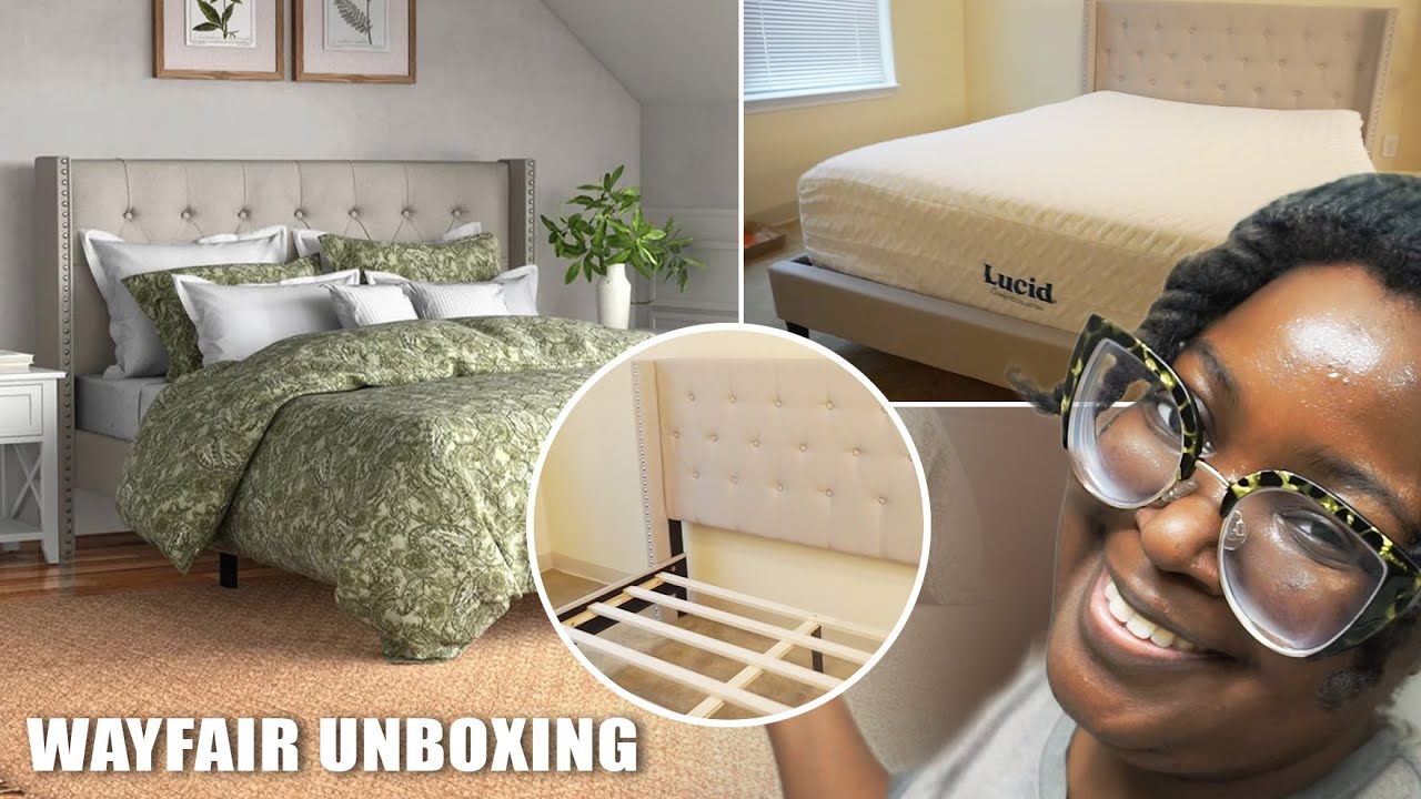 VLOG: WATCH ME ASSEMBLE MY NEW WAYFAIR BED | AILEEN UPHOLSTERED PLATFORM BED & MEMORY FOAM MATTRESS