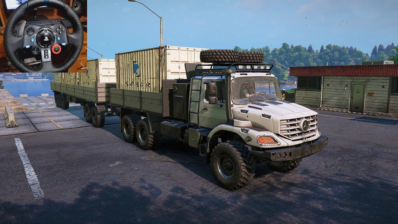 SnowRunner – Mercedes-Benz Zetros Container Delivery with Trailer Rollover | Logitech G29