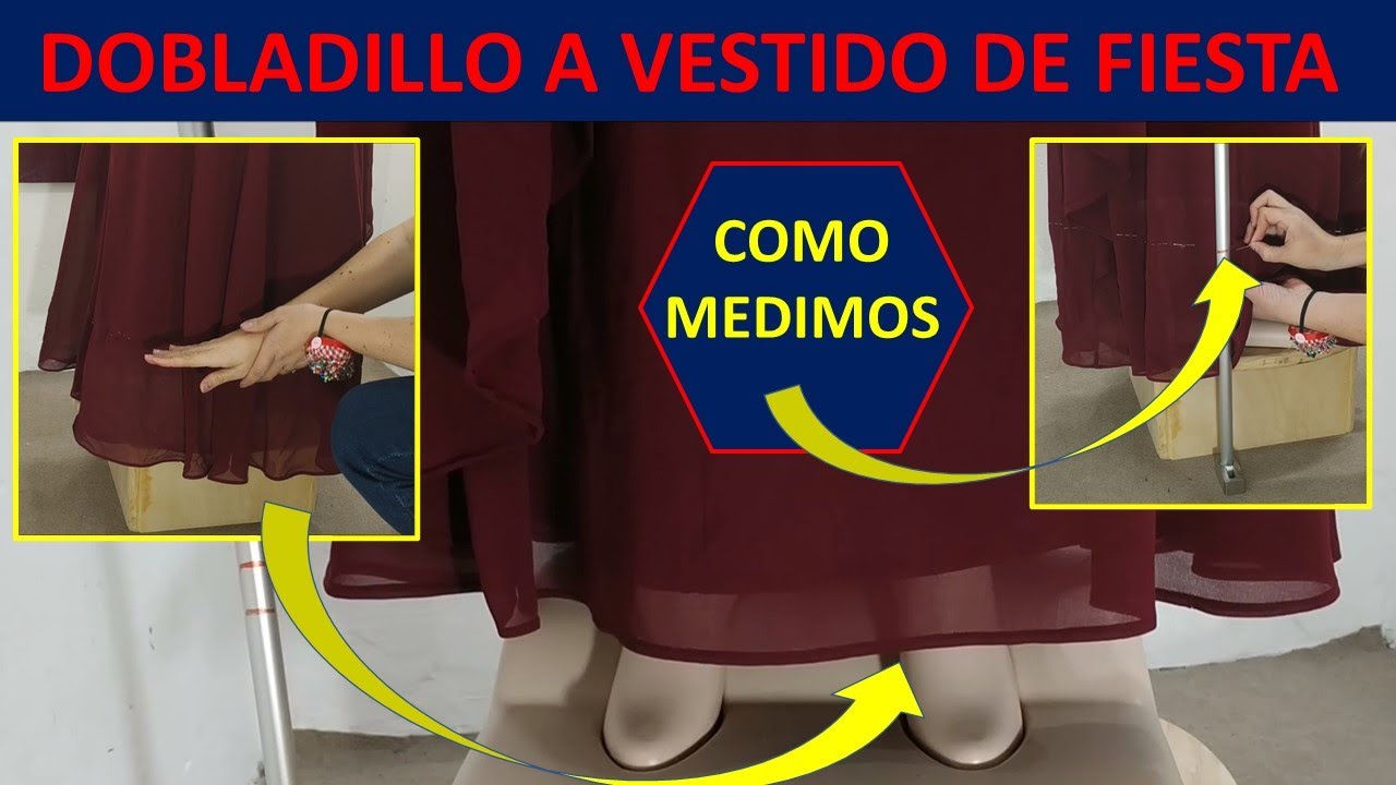 Dobladillo o ruedo a vestido de fiesta