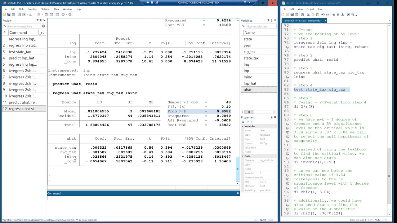 Stata 35 - J-test of overidentifying instrumental variables