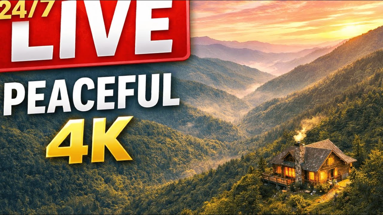 24/7 Live – Peaceful Green Mountain House by the River 🌿 Relaxing Nature Sounds for Sleep & Stress