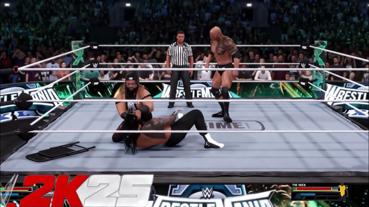 WWE 2K25 - Rock vs. Roman Reigns vs. Jacob Fatu - Undisputed Championship (Match} 