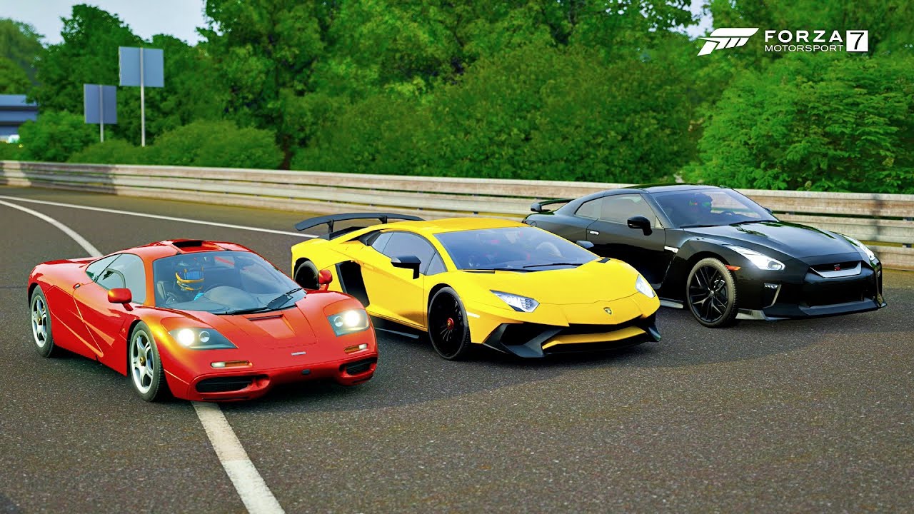 Lamborghini Aventador SV vs McLaren F1 vs Nissan GT-R (736 hp) | Forza 7 Drag Race