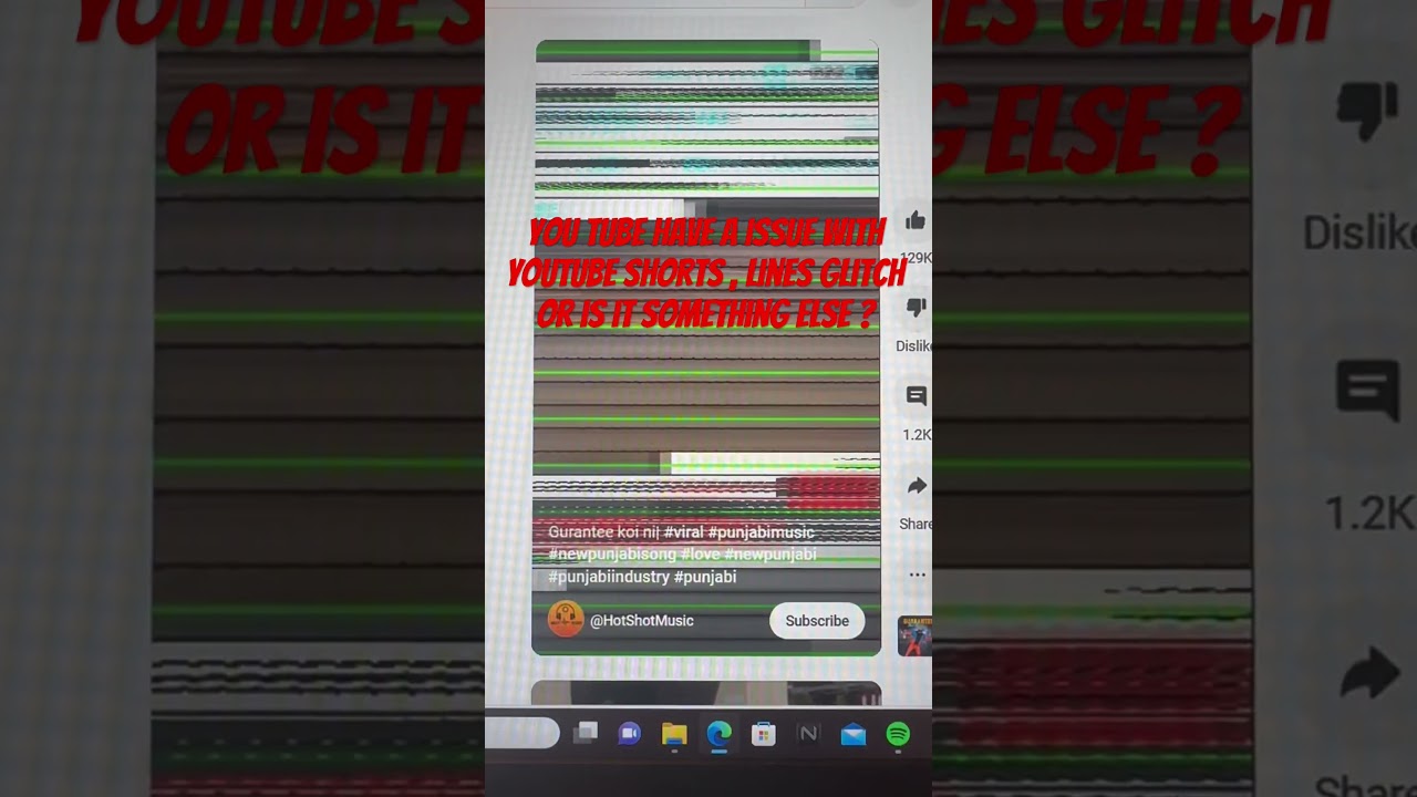YouTube shorts glitch . widows software issue
