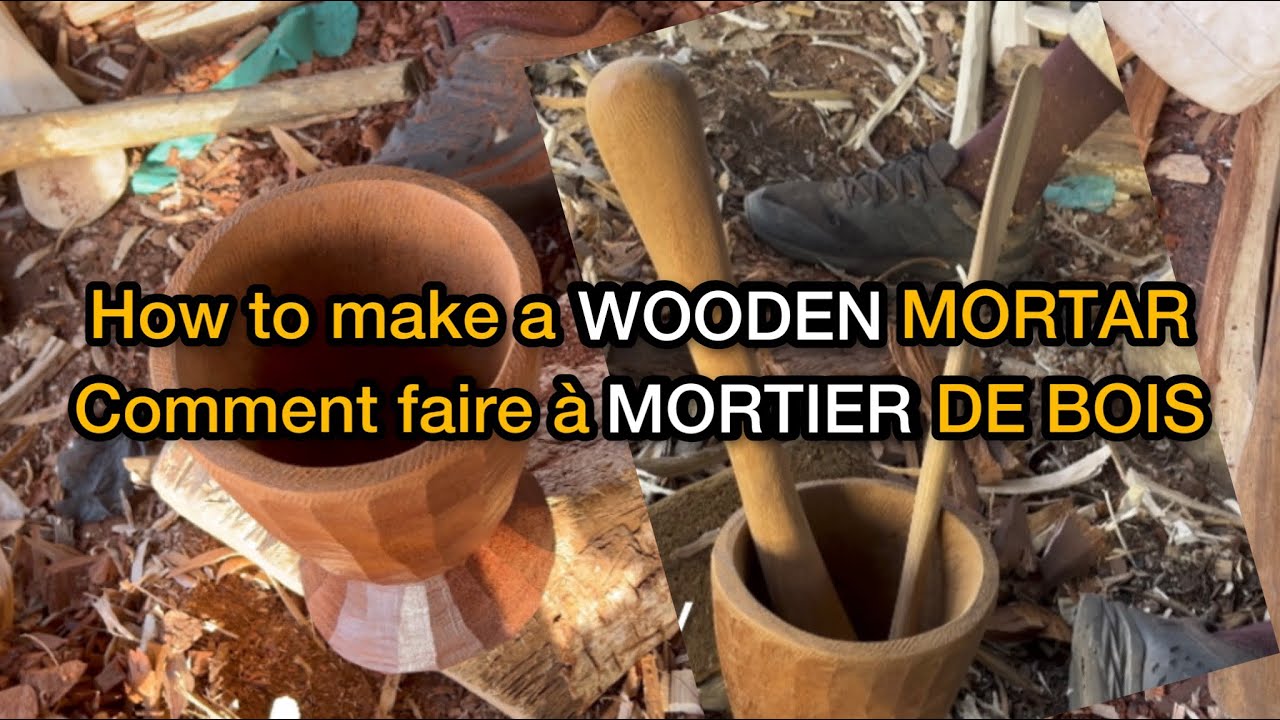 TRADITIONAL TECHNOLOGY: How to make a wooden mortar | Comment faire a mortier de bois - BIGNONA TV
