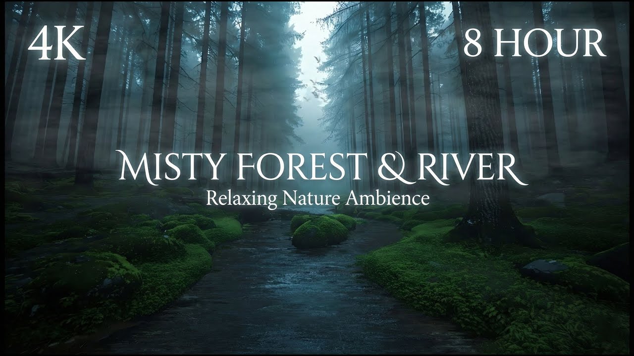 8 Hours River & Bird Sounds in Foggy Forest 🌲 | Dere ve Kuş Sesleri (Uyku & Odaklanma) 🌲