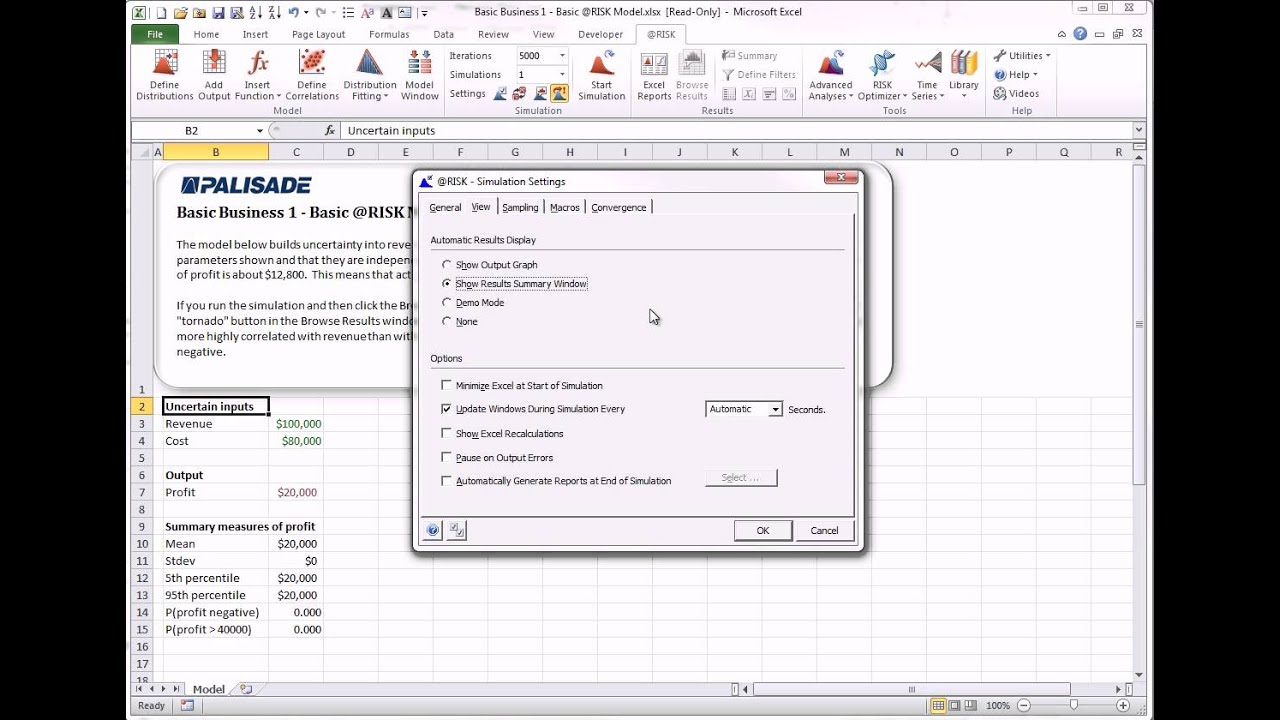 @RISK Guided Tour -  Basic Features - Simulation Settings