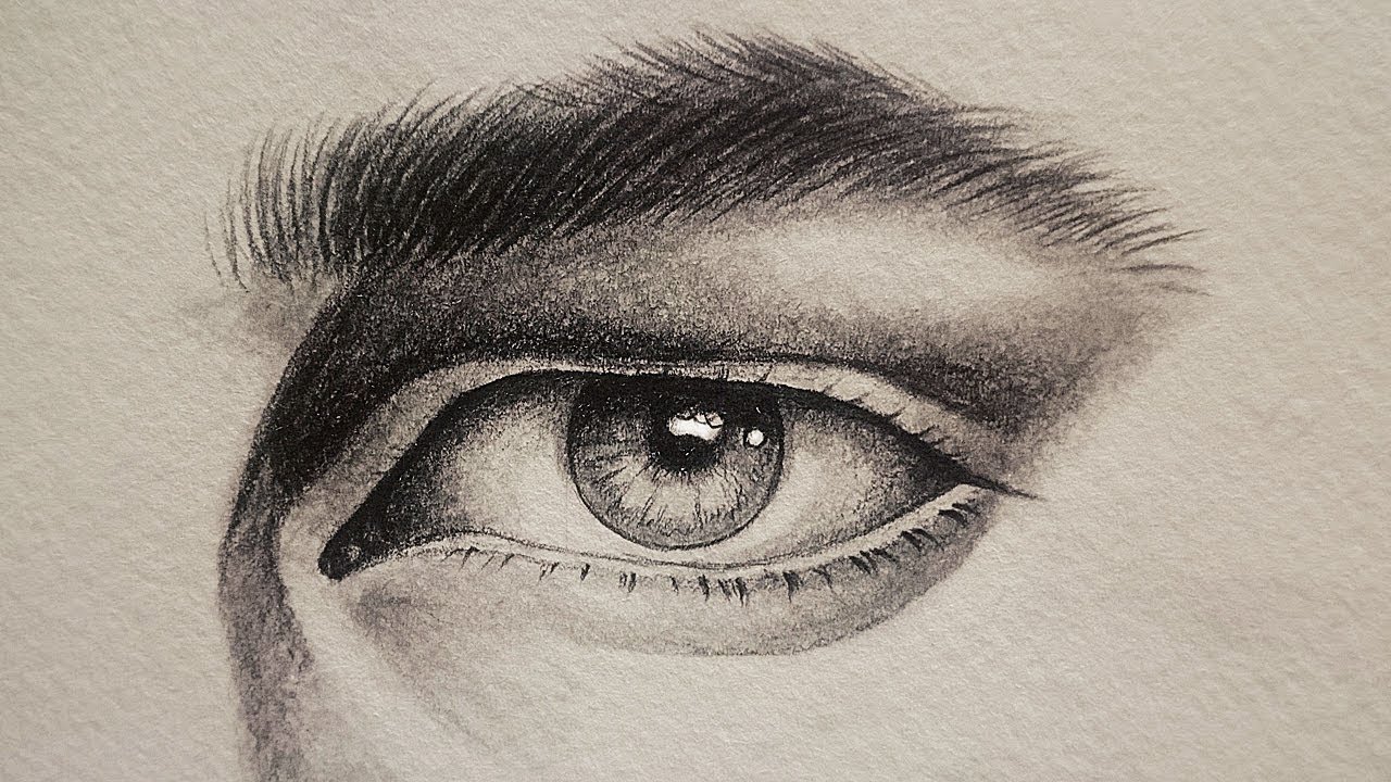 تعلم الرسم بالرصاص : كيف ترسم عين وحواجب ورموش الرجل ~ الفرق بين عين الرجل و عين المرأه للمبتدئين