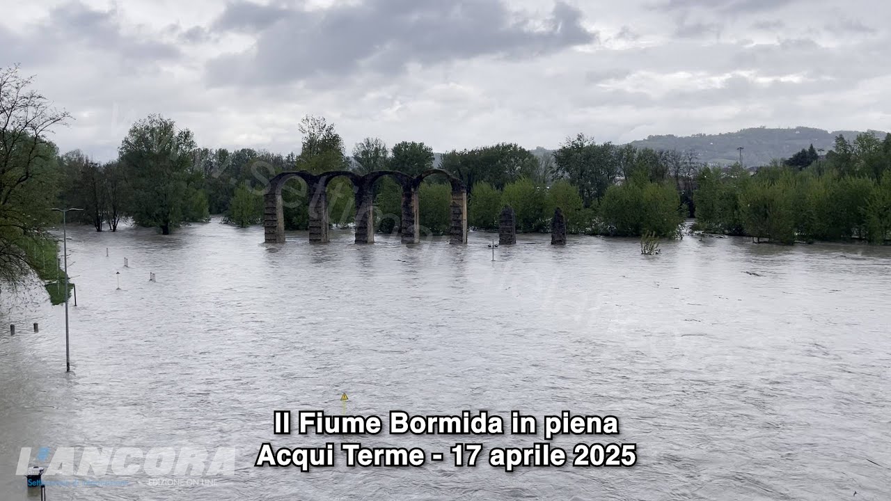 Acqui Terme - Fiume Bormida in piena - giovedì 17 aprile 2025