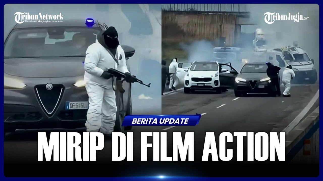 MIRIP DI FILM ACTION, PERAMPOK BERSENJATA MELEDAKKAN MOBIL LAPIS BAJA
