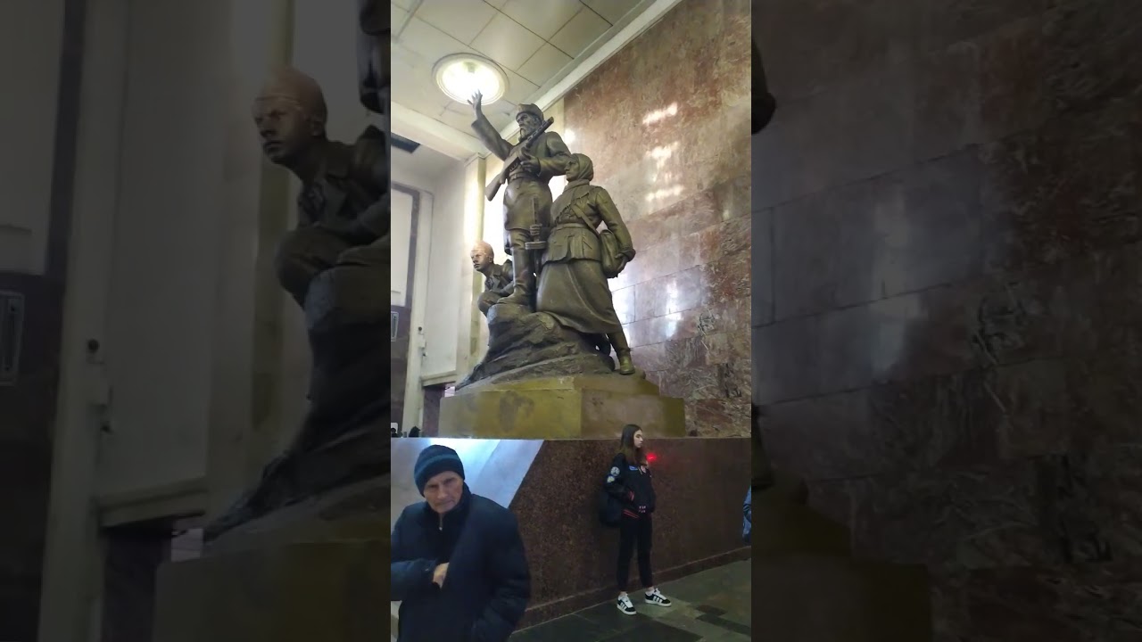 Partizanskaya metro station, Moscow, Blue Line - interior view, departure of the train  Fragment 2