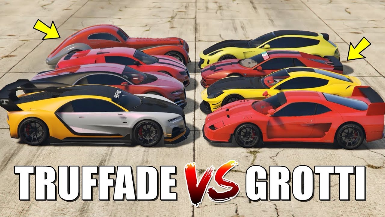 GTA 5 ONLINE - TRUFFADE VS GROTTI (WHICH IS FASTEST?) | Bugatti VS Lamborghini