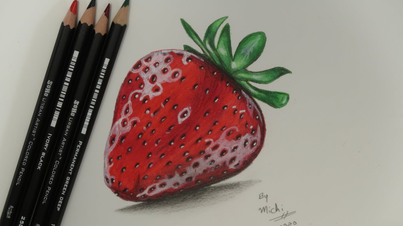 TUTORIAL COMO DIBUJAR FRESA 🍓 3D REALISTA/HOW TO PAINT A STRABERRY REALISTIC
