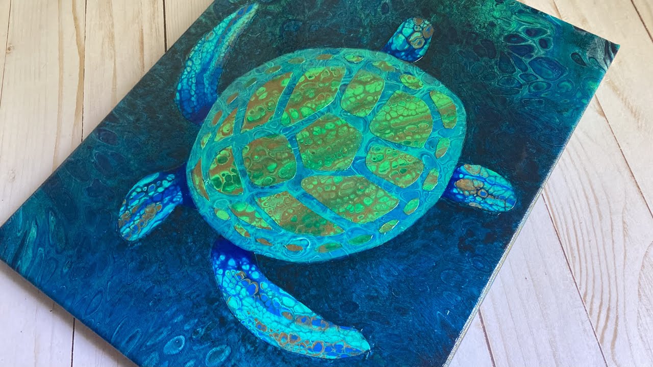Sea Turtle Pour Painting