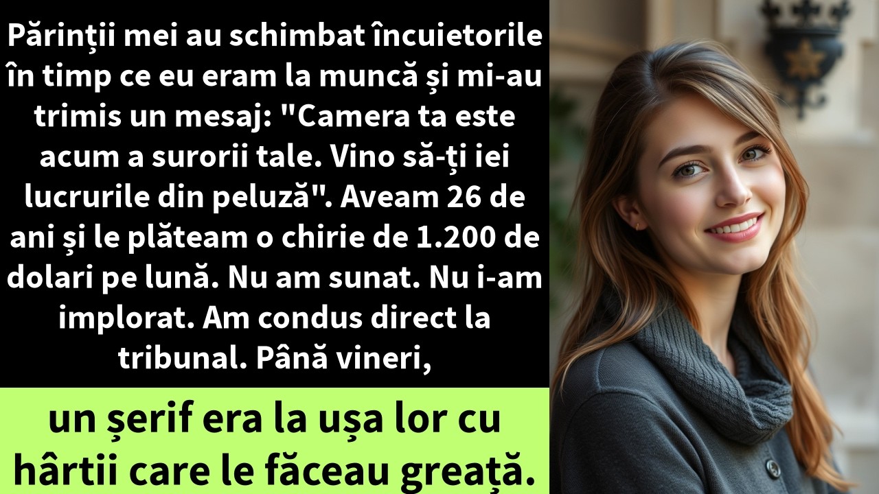 Părinții mei au schimbat încuietorile în timp ce eu eram la muncă și mi-au trimis un mesaj: