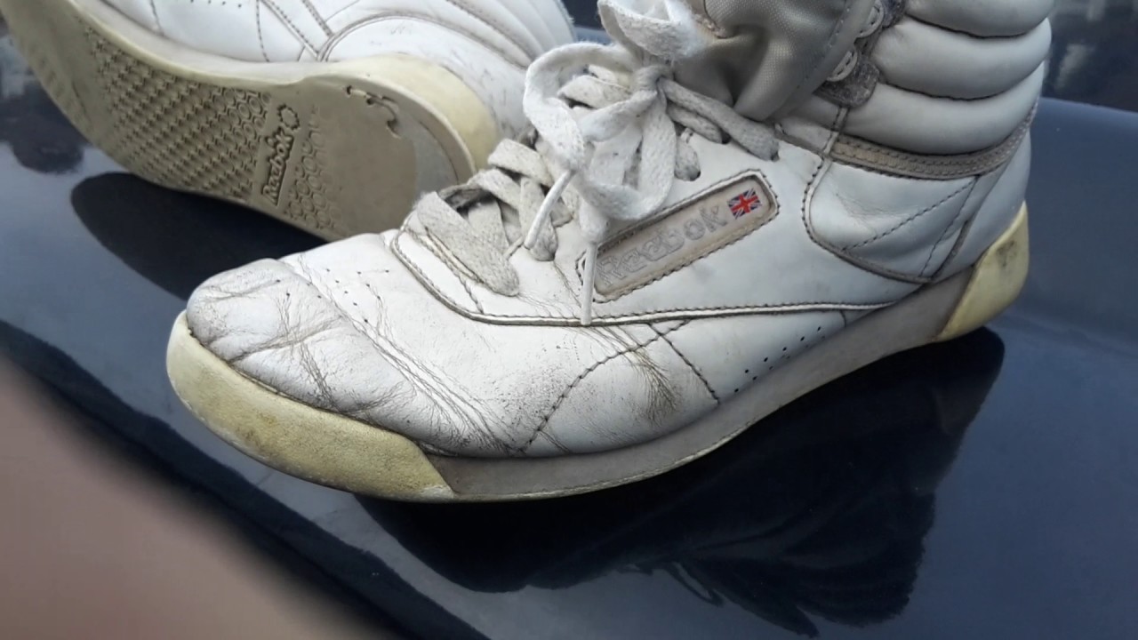 Friends well worn reebok freestyle hi tops, soon to be destroyed