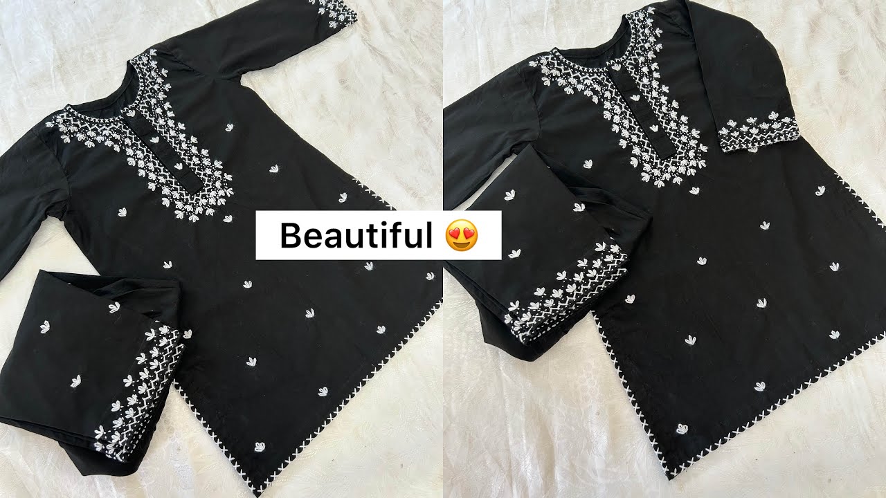 Black Hand Embroidered Most Beautiful 10 year Baby Girl Dress Ready to Dispatch 😍