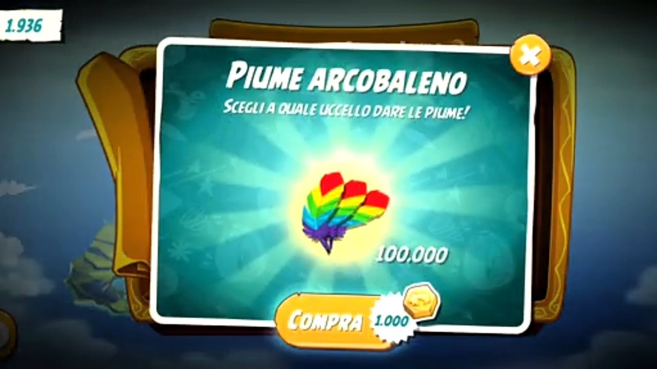 Buy 100.000 feathers on migthy eagle Angry birds 2