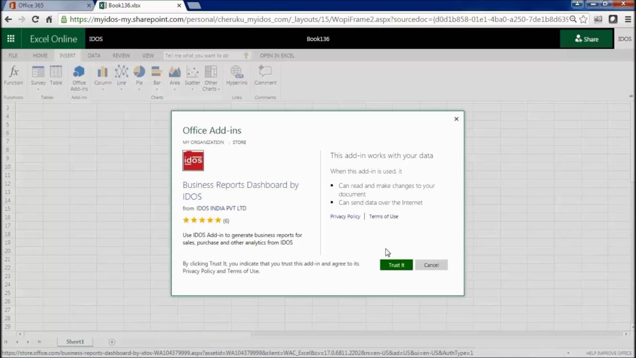 IDOS integration with Excel Add-in