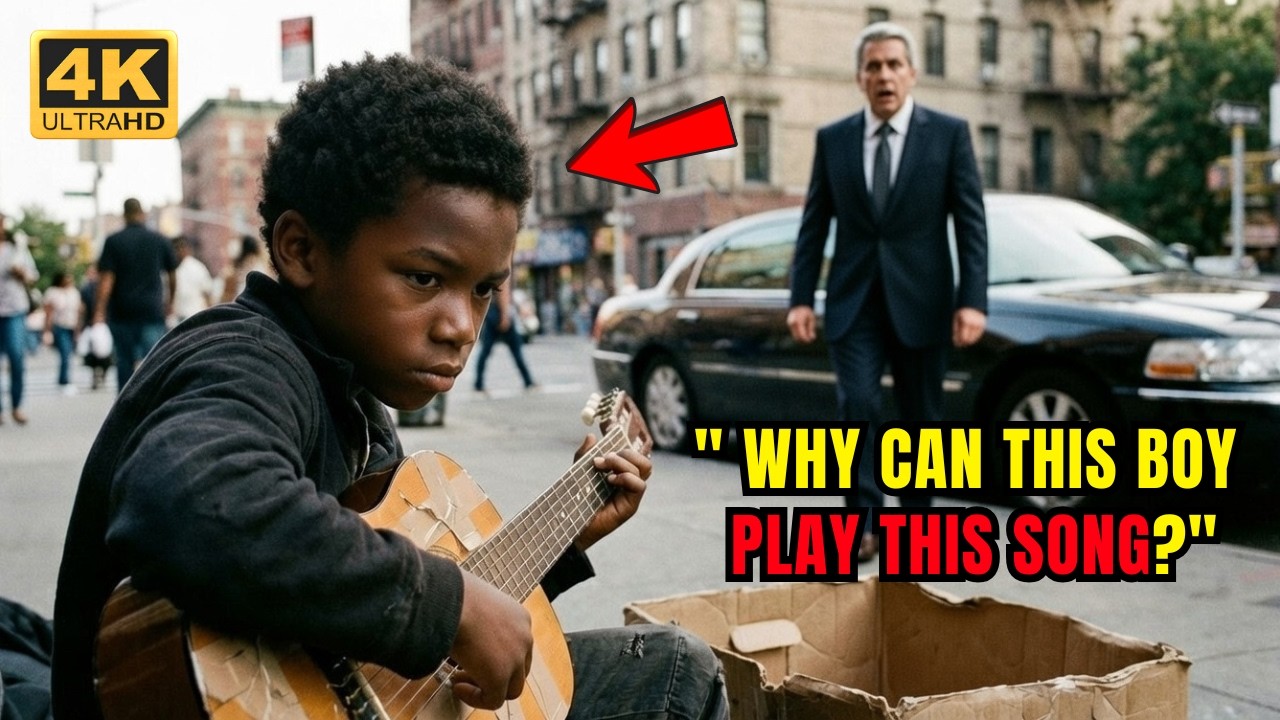 A Black street boy plays an old song on a broken guitar — a billionaire stopped and did THIS
