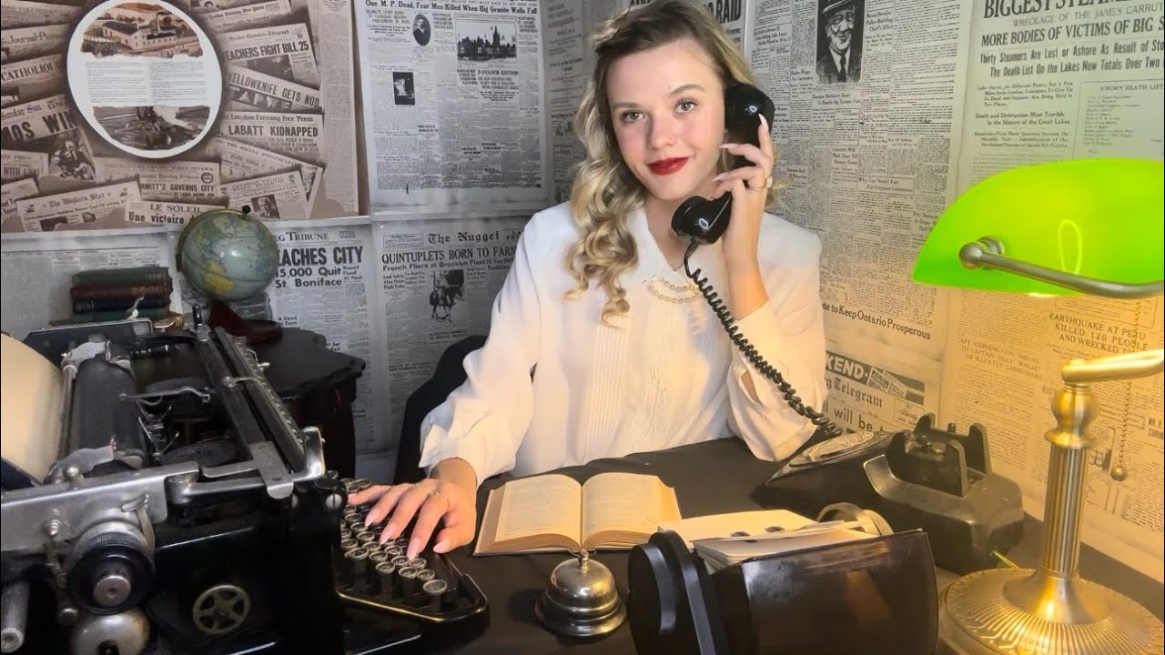 Ролевая игра ASMR 1940-х годов &laquo;Секретарь офиса&raquo; 📞📃 (пишущая машинка, картотека, дисковый телефон...